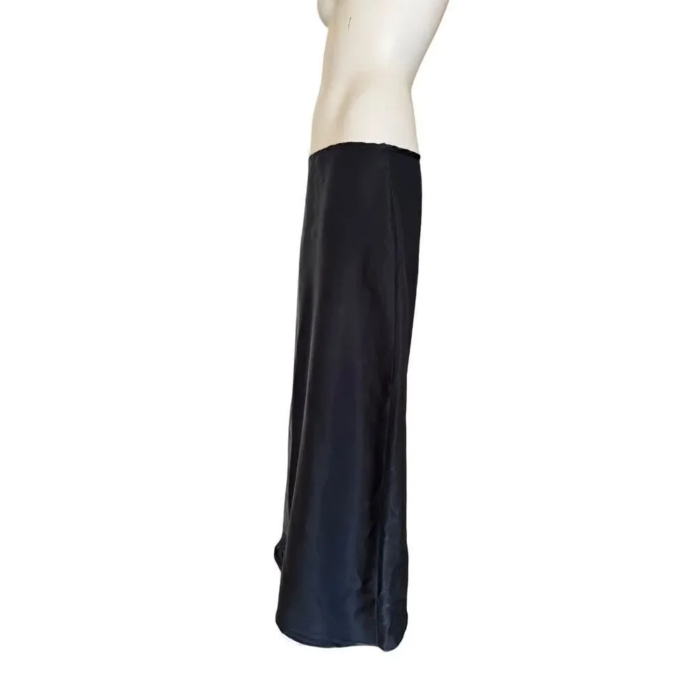 Fiesta jet black sheen shimmer iridescent maxi long A-line full skirt black 90s